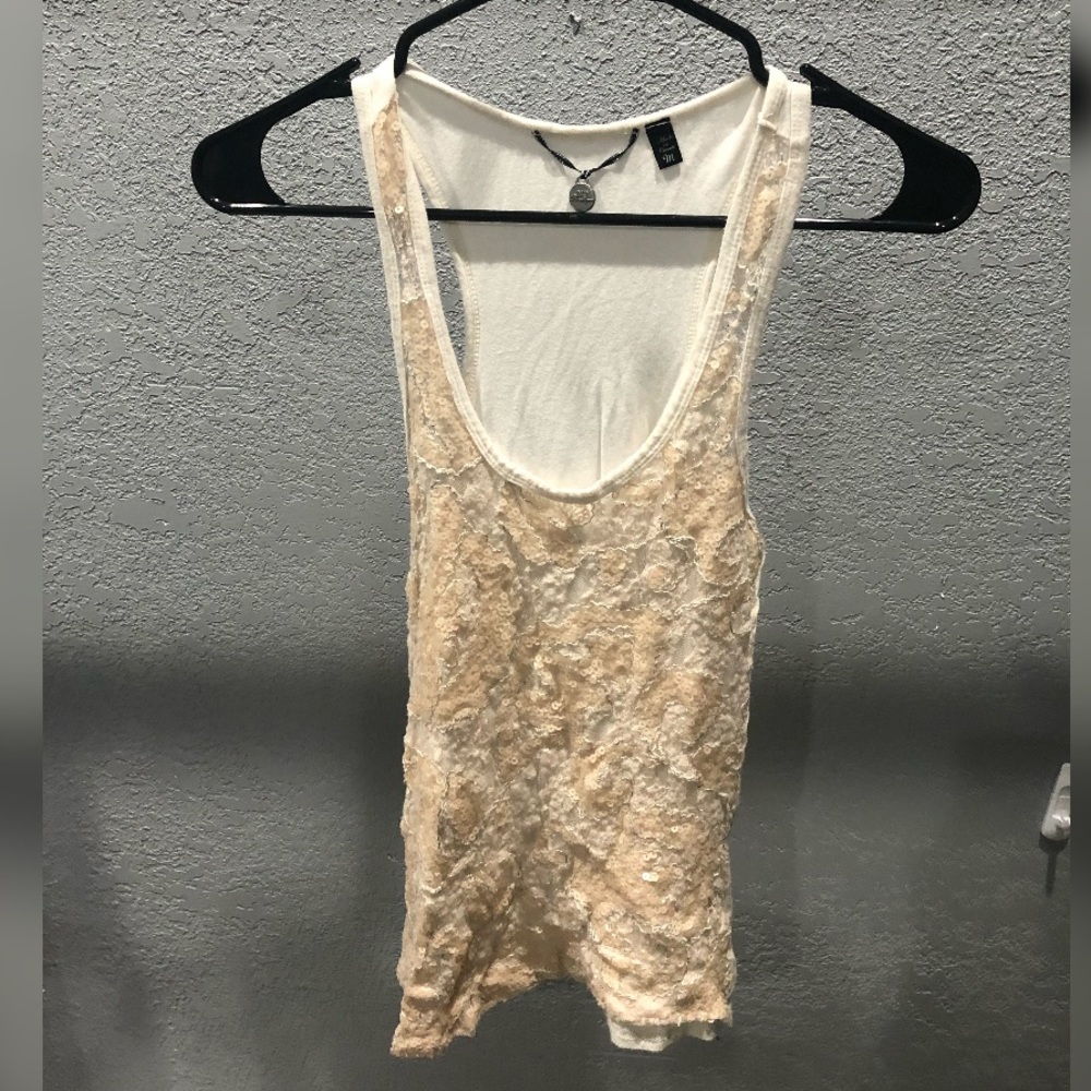 Cream Sheer Tank Top (M)